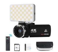 GWAEPU 4K Ultra HD Video Camera Camcorder: 18X Digital Zoom Camcorder Recorder, 30FPS 48MP 3.0 Inch 270 Degree Rotation Camcorder Camera with Fill Light and Remote Control, Black
