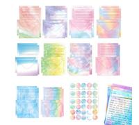 GWAEPU Pack of 160 Watercolour Writing Paper with Envelope: Writing Paper Set with Letter Paper Lined Envelopes A5 and 60 Stickers for Love Letters Invitations Greeting Cards Girls
