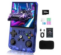 GWALSNTH R36 MAX Handheld Game Console,Mini Retro Game Console with 256GB TF Card, 40000+ Classic Games, 4.0" IPS HD Screen 4000mAh Rechargeable Portable Video Console（Transparent Blue）