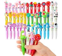 GwaOery 84PCS Mini Pens for Kids, 4-in-1 Multicolor Ballpoint Pen Novelty Cartoon Pen School Leavers Gifts for Students Office Supplies Children Party Bag Fillers, 7 Color with Different Pattern