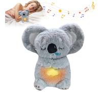 GwaOery Breathing Teddy Anxiety Bear - Anxiety Relief Koala Sensory Plush, Soothing Stress Toys with Calming Music Lights, Sleep Buddy for Baby Kids Adults Gifts 4-Level Adjustable Volume (Grey)