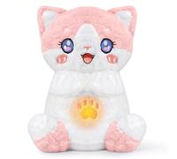 GwaOery Breathing Teddy Anxiety Bear - Foxcat Anxiety Relief Sensory Plush, Sleep Buddy Soothing Stress Toys with Calming Music Lights for Baby Kids Adults Gifts 4-Modes Adjustable (Pink)