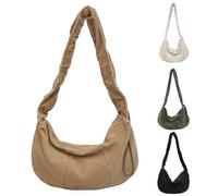 GwaOery Corduroy Crescent Bag Women's Casual Messenger Crossbody Shoulder Dumpling Bag for Women with Adjustable Strap Versatile Daily Commuter Purse, Khaki