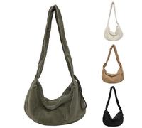 GwaOery Corduroy Crescent Bag Women's Casual Messenger Crossbody Shoulder Dumpling Bag for Women with Adjustable Strap Versatile Daily Commuter Purse, Green