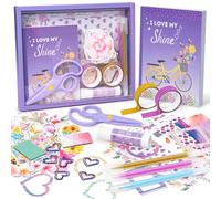 GwaOery DIY Journal Set Scrapbooking Supplies Aesthetic Diary Stationery Set Scrapbook Paper Notebook Arts and Crafts for Adult Teen Girl Kids Craft Gifts Christmas Birthday Supplies (Purple)