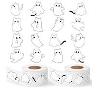 GwaOery Halloween Ghost Stickers, 1000PCS Halloween Spooky Cat Stickers White Black Cat Self Adhesive Vinyl Decals for Laptop Scrapbook DIY Art Crafts Home Decoration Halloween Party Decorations