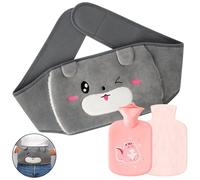 GwaOery Hot Water Bottle, Winter Hot Water Bag Wearable Soft Plush Hot Water Bottle with Belt and Soft Plush Hand Waist Warmer Cover for Shoulder, Neck, Hand, Good for Pain Relief from Backache(Pink)