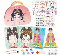 GwaOery Princess Arts and Craft Kits for Kids, Princess Dress Up Set Diamond Art Set DIY Ancient Toys Kit Girls Birthday Presents Make Up Play on Paper DIY Creative Activity for Birthday Christmas