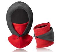 GwaOery Sherpa Hood Ski Mask, Winter Balaclava Windproof Face Mask Sherpa Hood Ski Mask Balaclava Thermal Fleece Face Masks Neck Windproof Balaclava Thermal for Motorbike Skiing Cycling Helmet Red
