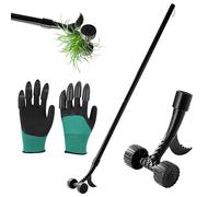 GwaOery Weed Remover Tool Long Handle Garden Weeding Puller Tool with Sickle Roller Garden Hoe Weeder Rake Combo for Uprooting Standup Root Pulling Tool without Bending or Kneeling