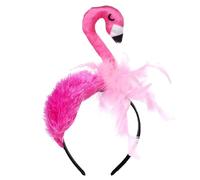 GWAWG 1 Pc Flamingo Headband with Realistic Feathers, Pink Valentine's Day Headband, Headdress for Halloween Carnival Cosplay Hawaiian Summer Party