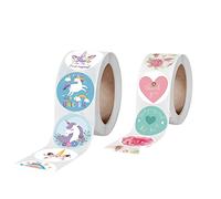 GWAWG 1000PCS Round Stickers Various Different Cute Animals Flowers Cartoons Self Adhesive Stickers Kids Party Gifts (Flora)