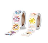 GWAWG 1000PCS Round Stickers Various Different Cute Animals Flowers Cartoons Self Adhesive Stickers Kids Party Gifts (Unicorns)