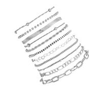 GWAWG 11PCS Chain Bracelets,Gold Plated Stacking Adjustable Twist Figaro Herringbone Chain Bracelets,Gold Bangle Cuff Cuban Chain Bracelet Set for Women Girls