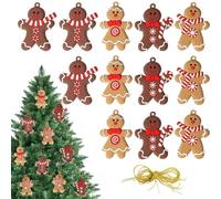 GWAWG 12PC Gingerbread Christmas Tree Decorations Gingerbread Man Hanging Ornaments Mini Gingerbread Men Pendants with Strings Christmas Decor Perfect for Xmas Tree Wreath Gate Door Party Decorations