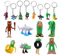 GWAWG 16 PCS Tung Tung Tung Sahur Figures Set - 8 Keychains+8 Ornaments, Inspired Italian Brainrot Toys, 3D Printed Desk Decor, Creative Brain Rot Figurines for Adults & Kids, Collectible Gifts