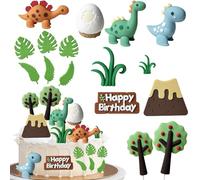 GWAWG 16PCS Luxury Little Dinosaur Cake Decorations,Dinosaur Cupcake Topper,Luxury Little Dinosaur Cake Decorations set,3D Dinosaurs Egg Leave Tree Cake Topper for Birthday