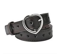 GWAWG 1PCS Adjustable Belt with Heart Buckle, Leather Belt for Jeans Pants, PU Leather Belt for Girls, Kids (Brown)