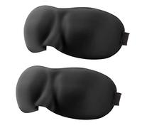 GWAWG 2 Pack Sleep Eye Mask Shade Cover 100% Blackout Sleep & Eye Mask Eye Masks for Sleeping Sleep Masks for Men & Women Suitable for Lunch Break Trave Camping Usage (Black 2pack)