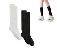 GWAWG 2 Pairs Knit Women's Slouch Sock,Extra Long Scrunch Knee High Sock,Knee High Boot Slouchy Scrunch Socks,Slouch-socks,Japanese style sock,mid length sock for Women Girls,One Size