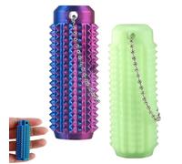 GWAWG 2 PCS Little Ouchies Pain Fidget Keychain,Handy Novelty Spiky Fidget Toy Keyring, Stress Relief and Silent Pain Stimming Toys For Anxiety Gift(fluorescent,iridescent)