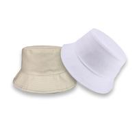 GWAWG 2 Pcs UPF 50+ Reversible Bucket Hats Women,White Skin Colour Cotton Bucket Hat Double Sided UV Protection Ladies Sun Hat for Holidays Golf Fishing Hiking