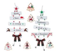 GWAWG 2 PCS Wood Christmas Decorations - Indoor/Outdoor Wall & Room Decor with 5 Small Wooden Christmas Tree Ornaments