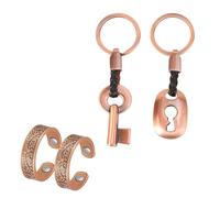 GWAWG 2 Pieces Bronze Couple Keyrings and 2 Pieces Copper Couple Ring Copper Keychain for Valentine Love Keychains Romantic Keychains Matching Keychain Couples Ring Set