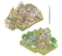 GWAWG 2-Scene DIY 3D House Stickers with Tweezer, Girls Room & Pasture Farm Themes, DIY Decorative Stickers, Pass The Time Relief Stress Creative Crafts for Kids Adult