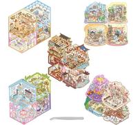 GWAWG 20 Theme 3D Scenery Stickers Book with Tweezer, DIY Landscape Decal Collection for Journaling, Scrapbooking Room Decor, Creative Stationery Set Crafts Gifts for Kids Adults