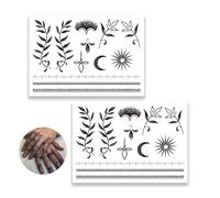 GWAWG 2PC Finger Tattoo Sun Moon Totem Tattoo Temporary Tattoos Premium Adhesive Tattoos Fake Tattoo Black vegan waterproof Temporary Tattoos for Adults Adhesive Tattoos Stickers Symbolic