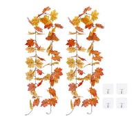 GWAWG 2PCS 2.0m Artificial Autumn maple leaf hanging plant garland, maple leaf rattan for house garden wall doorway fireplace autumn decoration