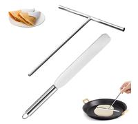 GWAWG 2PCS Crepe Spreader and Spatula Kit, Stainless Steel Pancake Scraper and Crepe Spatula for Cooking and Baking, Crepe Maker Tools for Home and Commercial Use, Cake Spreaders Set