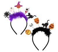 GWAWG 2PCS Halloween Headbands,Halloween Hair bands for Kids,Cute Spider Pumpkin Witch Ghost Head bands Party Bag Fillers Kids.