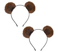 GWAWG 2PCS Headband Bear Ears Brown,Cute Care Movable Hairband Adult,Toddler Bear Costume,Soft Makeup Hair Band Fluffy Headband,Animal Ears Realistic Yellow Bear Ears for Washing Face Women