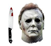 GWAWG 2PCS Michael Myers Masks with Bloody Fake Knife, Halloween Scary Cosplay Costume, Horror Killer Latex Full Headgear, Masquerade Party Props