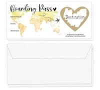 GWAWG 2Pcs Scratch Card Reveal Holiday Surprise Women, Gold Boarding Pass Personalised Scratch-Off Card with Envelope, Travel Ticket Gift for Birthday Christmas Valentine’s Holiday Scratch Card Reveal