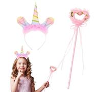 GWAWG 2PCS Sequin Devil Horns Headband and Pitchfork, Demon Cosplay Hair Hoop Accessories Set, for Fun Fancy Dress Parties, Masquerade Carnival Halloween