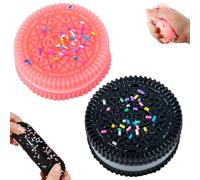 GWAWG 2PCS Taba Squishy, Biscuit Stress Relief Toy, Fufu Squishy, Cookie Squeeze Toys, Fufu Taba Stress Ball Squeeze Toys Anxiety Relief Pinching Biscuits Simulation Decompression Toy for Kids Adults