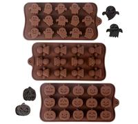 GWAWG 3 PCS Halloween Silicone Molds,Pumpkin and Ghost Silicone Molds,Halloween Chocolate Moulds,16 Differernt Patterns,for Gummy, Candy, Chocolate, Cookie, Jelly DIY