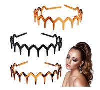 GWAWG 3 PCS Plastic Tooth Hair Comb Headband Zig Zag Headband Comfort Wavy Toothed Hairband for Women Girls Men 3 Colours