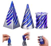 GWAWG 3D Printed Impossible Cone Set - Spiral Pyramid Passthrough Sculpture Fidget Toys for Adults/Kids, 3-Pack with Vortex/Cylinder/Cube
