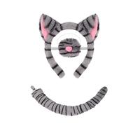 GWAWG 3PCS Cat Costume Set,Tabby Cat Costume Accessories with Grey Cat Headband Nose Tail,Versatile Role Play Set,adorable cat costume,Cat Man costume for World Book Day Cosplay Halloween Dress Up