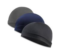 GWAWG 3Pcs Cycling Skull Cap Helmet Hard Hat Liner Stretch Running Cap Breathable Sport Beanie Hat for Men Women Running Cycling Hiking Multicolour