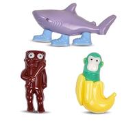GWAWG 3PCS Tung Figure Squishy Fidget Toys, Banana Monkey Shark Stickman, Kawaii Mochi Stress Relief Toys Kids Adults, Italian Brainrot Tralalero Tralala Meme Anime Collectible Sensory Party Gifts
