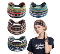 GWAWG 4 Pack Headbands for Women's Hair Wide and Thin Elastic Boho Tie Dye Knotted Hairbands,Our Ladies Headbands Blend Vintage Style with Practicality.Casual Outings,Festivals and as Women's Fashion
