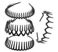GWAWG 4 Pack Zig Zag Headband Shark Tooth Non Slip Hair Comb Plastic Hairband, Fashion Wavy Teeth Hair Hoop, Effortless Hair Accessory for Women and Men, Ideal for Makeup, Sports, Daily Wear