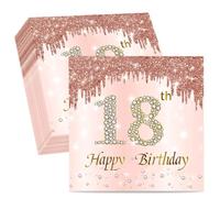 GWAWG 40 PCS Birthday Napkins 18th Rose Gold Pink Birthday Serviettes for Birthday Party Anniversary Decoration