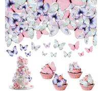 GWAWG 40Pcs Butterfly Cake Toppers for Girls Women Personalised 3D Multiple Colors Butterfly Cupcake Toppers Fairy Themed DIY Cake Decorations for Adults Kids Birthday Christmas Party Supplies