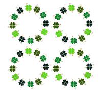 GWAWG 48 PCS Four Leaf Pendant Enamel Clover Shaped Lucky Charms Four Leaf Green Clover Charms Metal Necklace Accessories for DIY Making Charm Earring Necklace Jewelry Supplies and Crafts